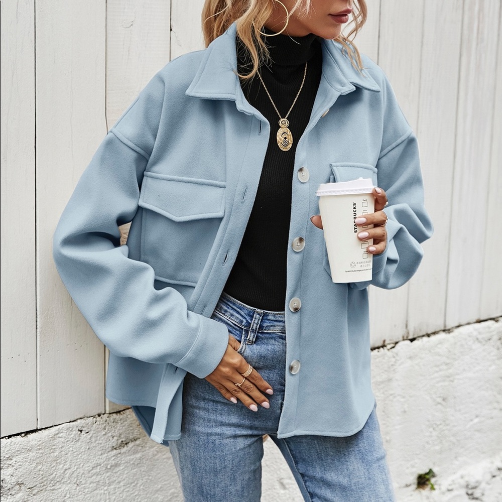 Brown Boyfriend fit oversized shacket jacket coat - Picture 12 of 16